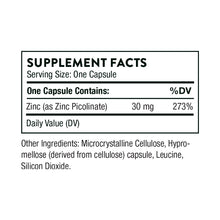 Zinc Picolinate 30mg by Thorne Research. 60 Caps Supplement Facts