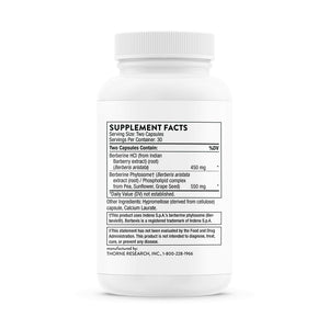 Berberine by Thorne Research. 60 Veggie Capsules. 2 Caps 1000mg. Formally Berberine-500