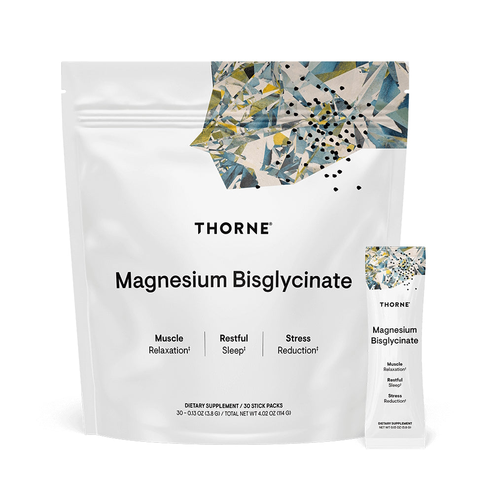 Magnesium Bisglycinate Powder Travel Pack by Thorne. 30 pack Promotes Restful Sleep and Muscle Relaxation