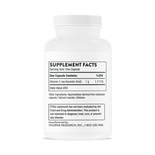 Ascorbic Acid One Gram by Thorne. For Skin, Immune, Wound Healing 60 Caps. Vit. C.