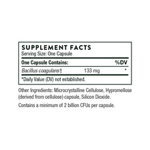 Bacillus Coagulans by Thorne Supplement Facts