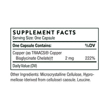 Copper Bisglycinate by Thorne Supplement Facts