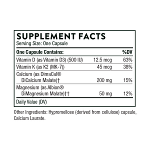 Basic Bone Nutrients by Thorne Supplement Facts