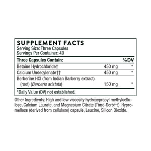 Undecyn by Thorne Research. 120 Capsules. For Candida Overgrowth.