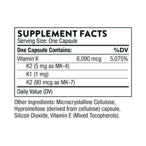Vitamin K - formerly 3-K Complete By Thorne. Vitamin K Synergistic Blend w MK-4 & MK-7. 60 caps.
