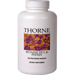 Betaine HCL & Pepsin by Thorne. 450 Veggie Caps. Helps Occasional Indigestion