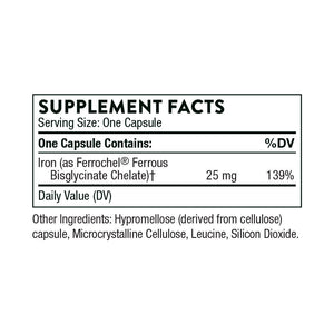 Iron Bisglycinate by Thorne Research. 60 Caps. Well-Absorbed, Non-Constipating.