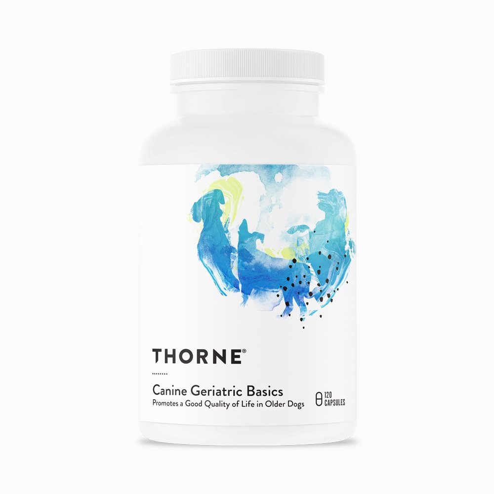 Canine Geriatric Basics by Thorne. Multivitamin and Botanical For Aging Dogs.