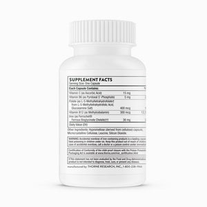 Ferrasorb by Thorne. 60 Veg Caps. Iron, Folate (5-MTHF), B6, B12, Vitamin C.