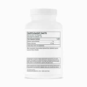 Betaine HCL and Pepsin by Thorne Research. 225 Veggie Capsules