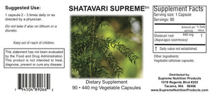 Shatavari Supreme Supplement Facts