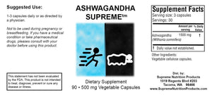 Ashwagandha Supreme by Supreme Nutrition 90 Caps. Adrenal/Stress Support.