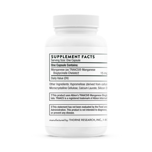 Manganese Bisglycinate Thorne Label Supplement Facts
