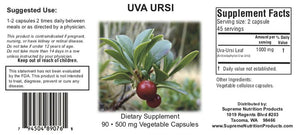 Uva Ursi by Supreme Nutrition 60 Caps. For UTI, Infection, Kidney Stones